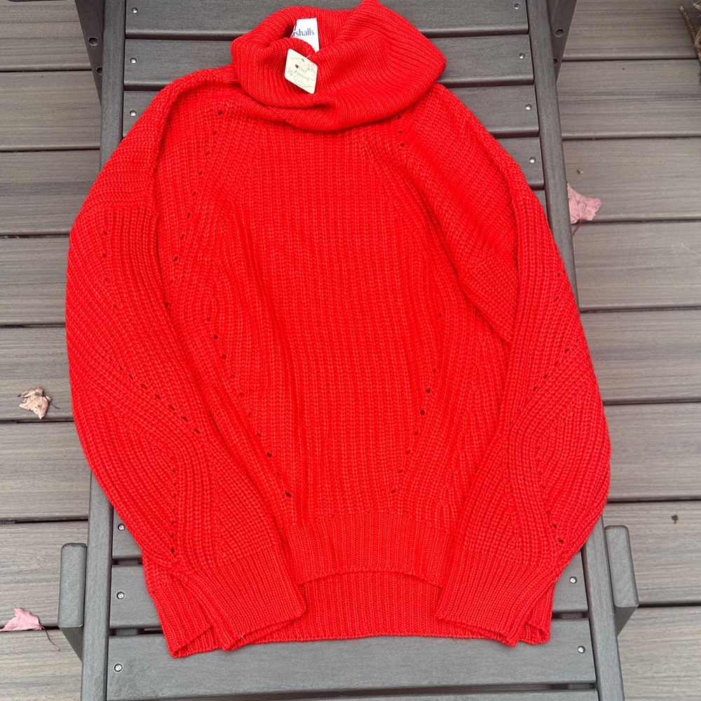 Poof apparel  Red Cowl Neck Sweater large NWT